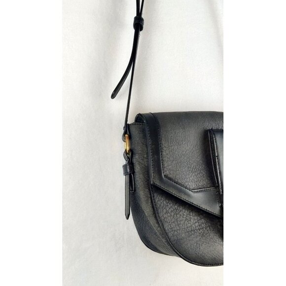 Crossbody Shoulder Strap Dark Grey Vegan Faux Leather Messenger Bag - Picture 4 of 11